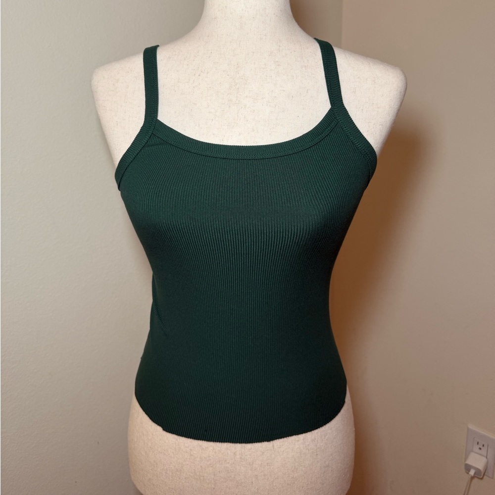 No Boundaries Forest Green Ribbed Tank Top